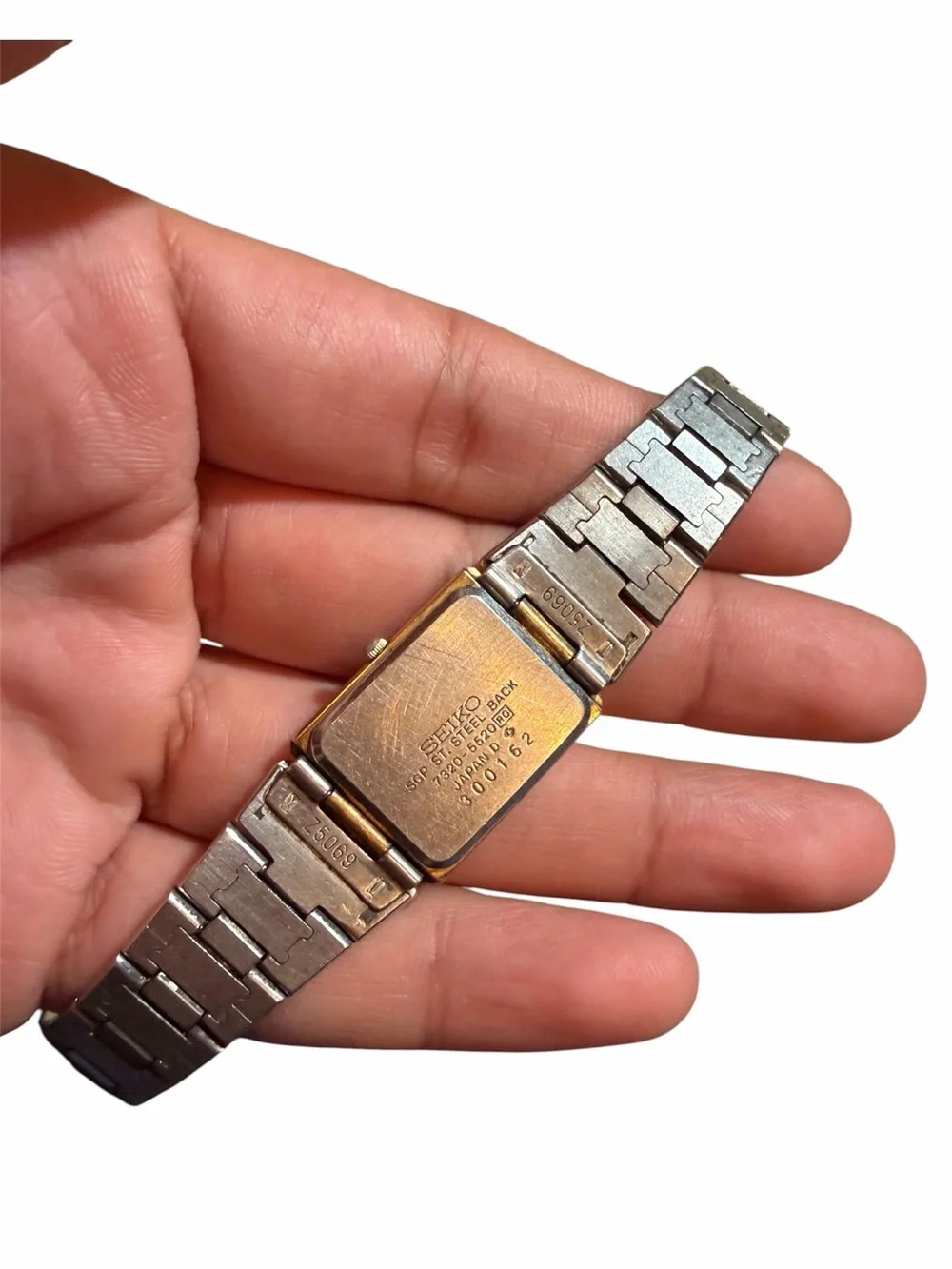 Vintage Seiko Gold-Tone Rectangular Analog Watch